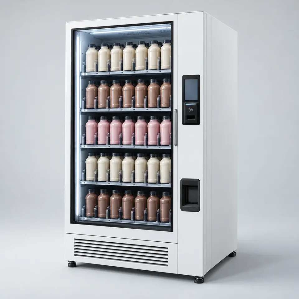 Protein Shake Vending Machine AI concept illustration