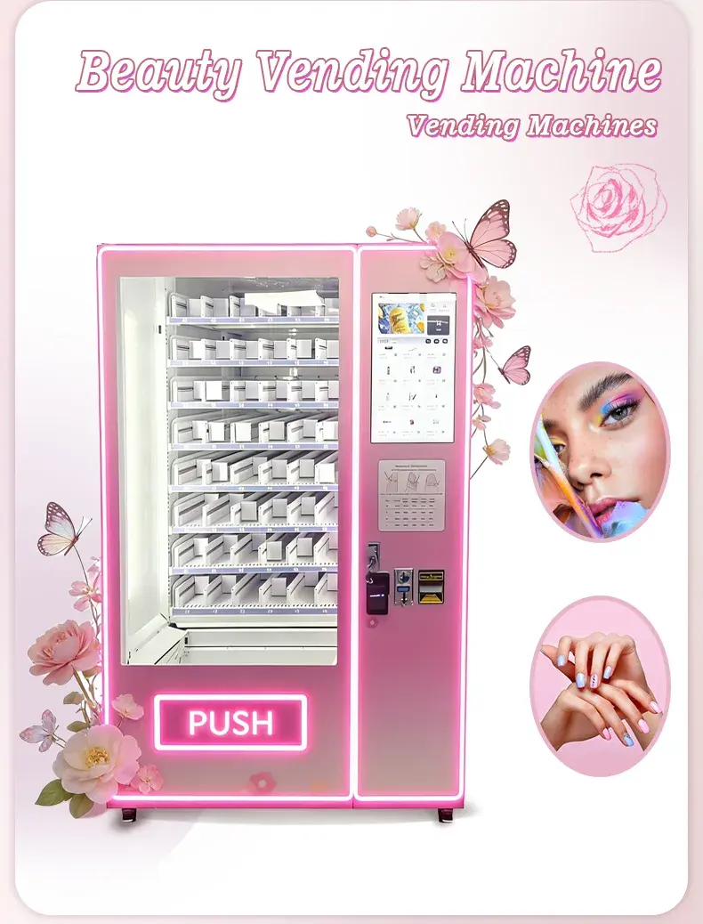Cosmetics vending machine interface and product delivery detail views